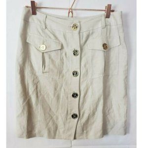 Adrienne Vittadini Khaki Button Up Linen Skirt